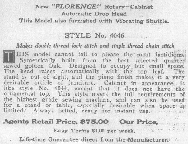 Style 4046 Florence Sewing Machine