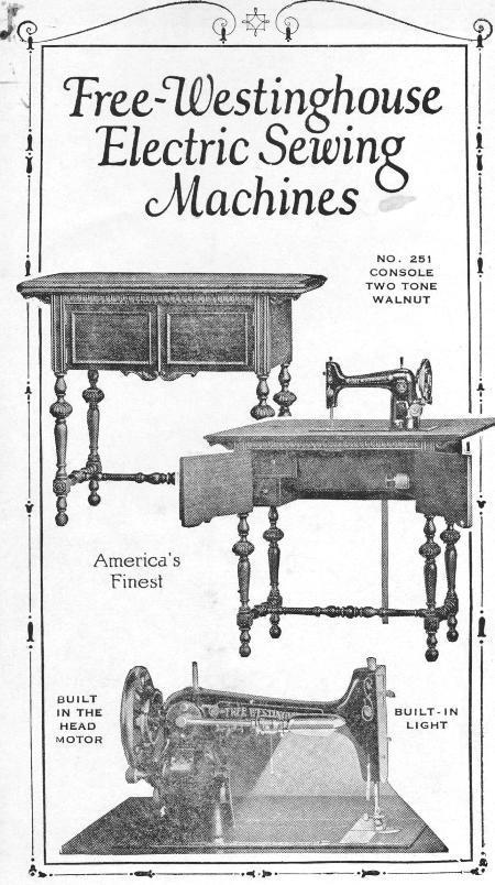 Various models of Free-Westinghouse Sewing Machines
