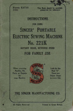 Singer Featherweight Sewing Machine Manual Cover