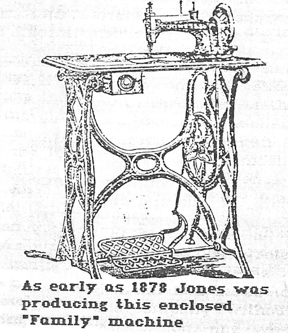 1878 enclosed Jones Family Sewing Machine