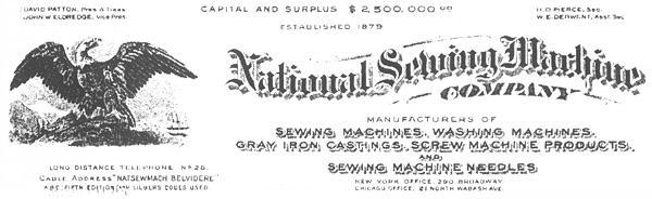 National Sewing Machine Company Letterhead