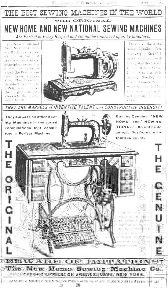 New Home and New National Sewing Machine Advertisement