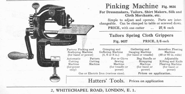 Pinking Machine - Trade catalogue 1930