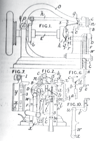 Wiseman 1878 Hand Stitch Sewing Machine patent drawing