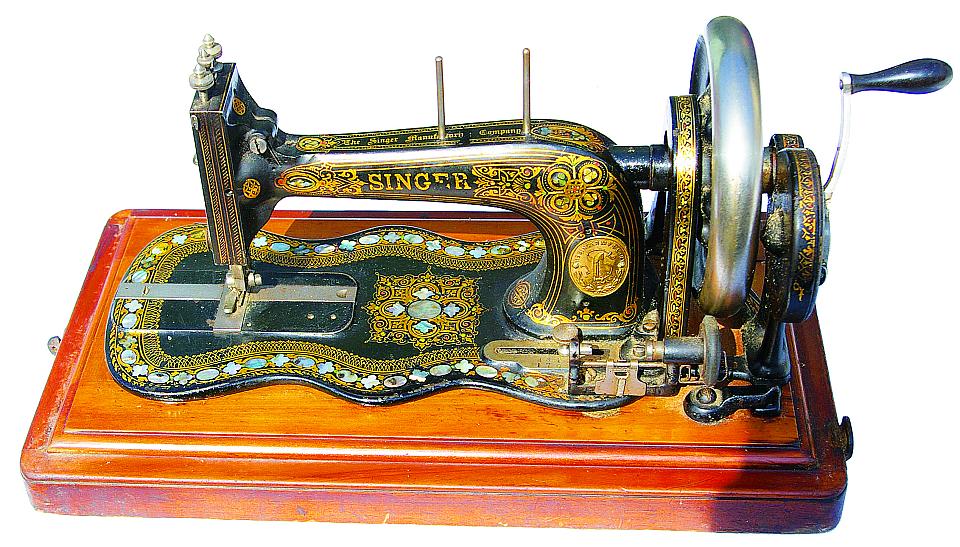 Singer Model 12k Sewing Machine adorned with Mother of Pearl