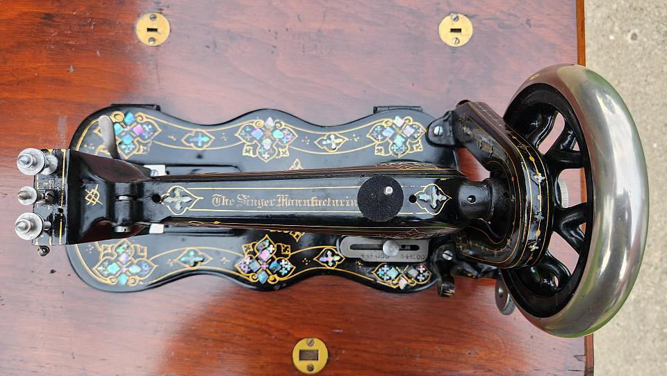 Singer New Family Sewing Machine adorned with Mother of Pearl