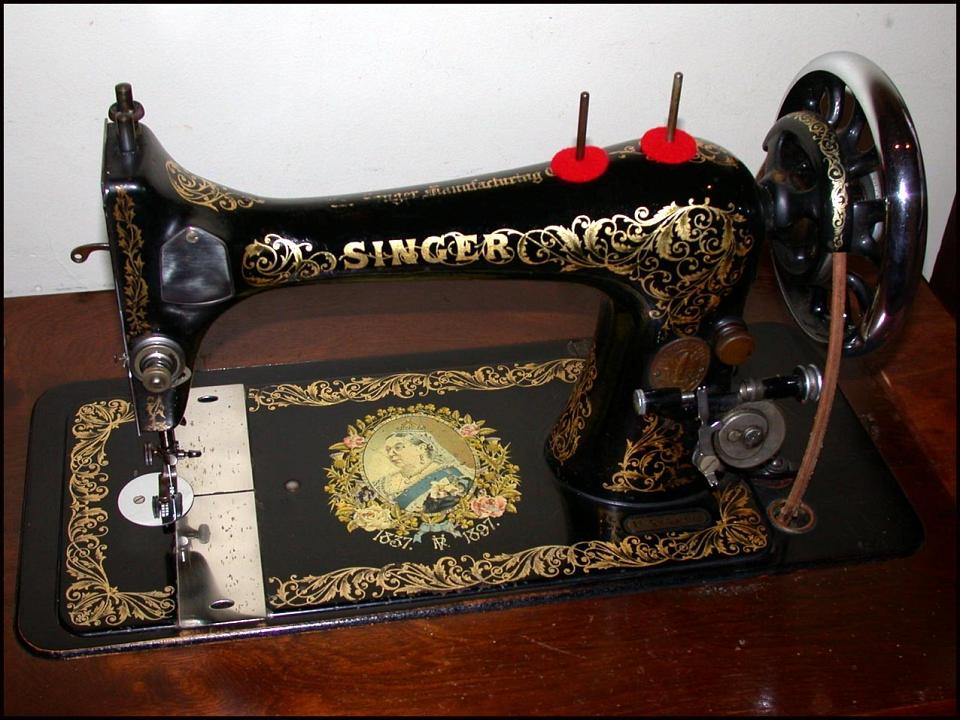 Scrolls and Roses Decals on a Singer Model 27 for the Queen's Jubilee