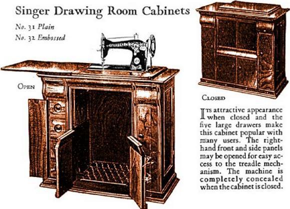 singer sewing machine drawing room cabinets no. 31 and 32