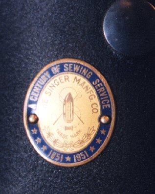 Singer Centennial Medallion on a Model 128 Sewing Machine