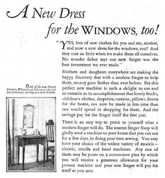 1927 Singer Sewing Machine Advertisement