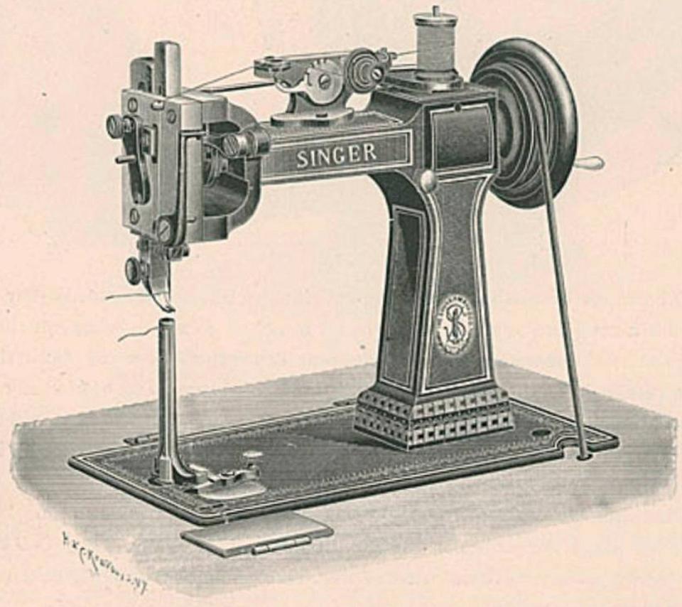 Singer Model 46 K Sewing Machine used in the manufacturing of pique gloves.