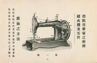 Chinese Manual page for the Meteor Sewing Machine