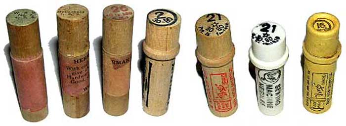 Boye needle tubes from the earliest version without a flange to the later plastic version