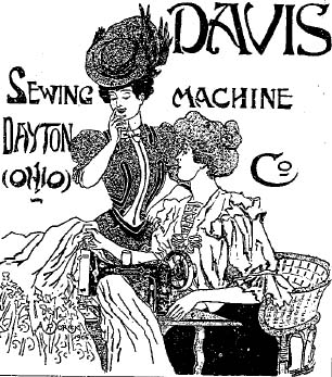 A Davis Sewing Machine Company Trade Card - black and white