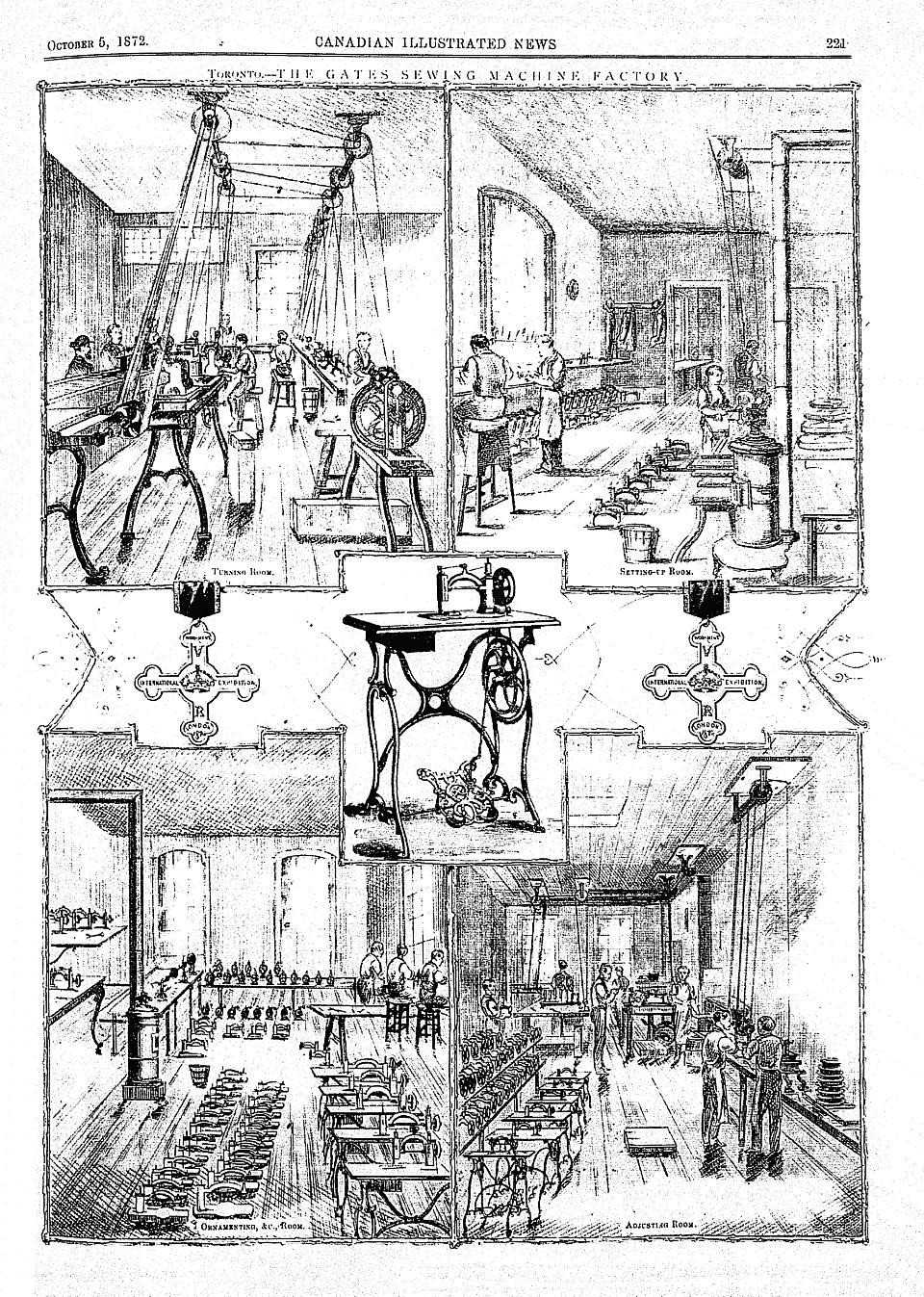 Toronto, The Gates Sewing Machine Factory, Canadian Illustrated News, October 5, 1872