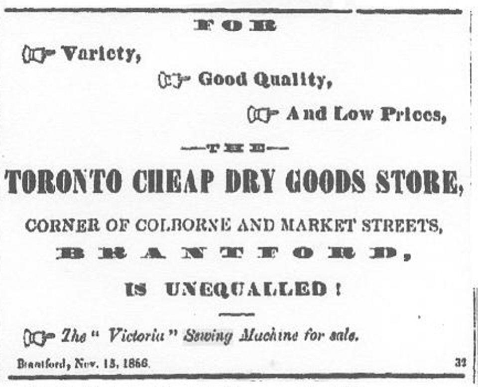 Advertisement for the ‘Victoria’, Grand River Sachem Newspaper, November 21st 1866