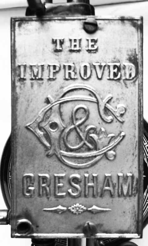The front-plate of an Improved Gresham Sewing Machine