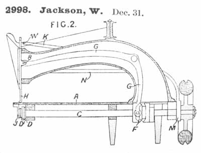 Patent for William Jackson's 1859 Rotary Hook Sewing Machine