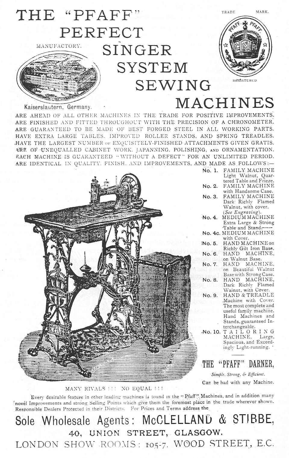 Advertisement for Pfaff Sewing Machines