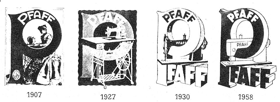 Pfaff Sewing Machine Company Logos througout the years