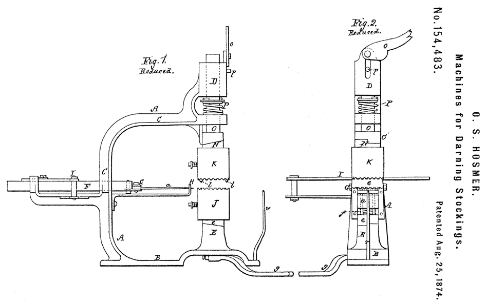 Hosmer’s American patent drawing