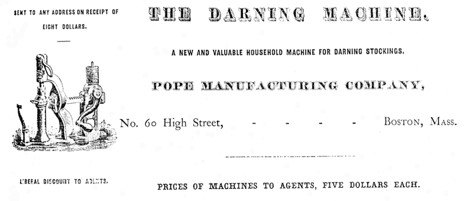 Pope Manufacturing Company Darning Machine