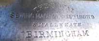 Clothplate inscription on later Shakespear Sewing Machines
