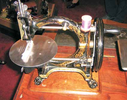 Shakespear's first sewing machine with a round clothplate