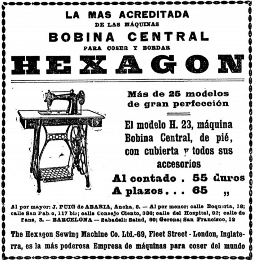 1923 Spanish Advertisement for the Hexagon H 23 Sewing Machine