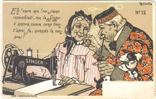 Italian Singer Sewing Machine Company Trade Card from the early 1900s