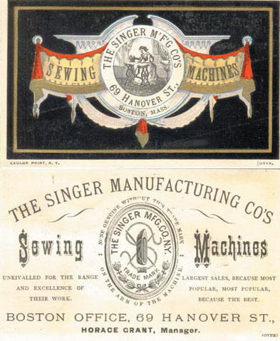 Horace Grant's Singer Sewing Machine Company Business Card