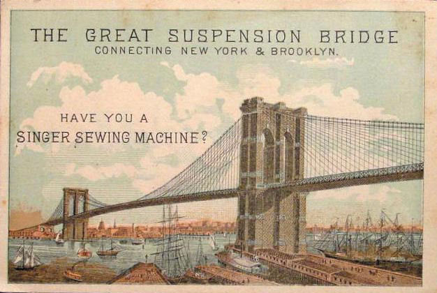 Singer Sewing Machine Company Great Suspension Bridge Trade Card