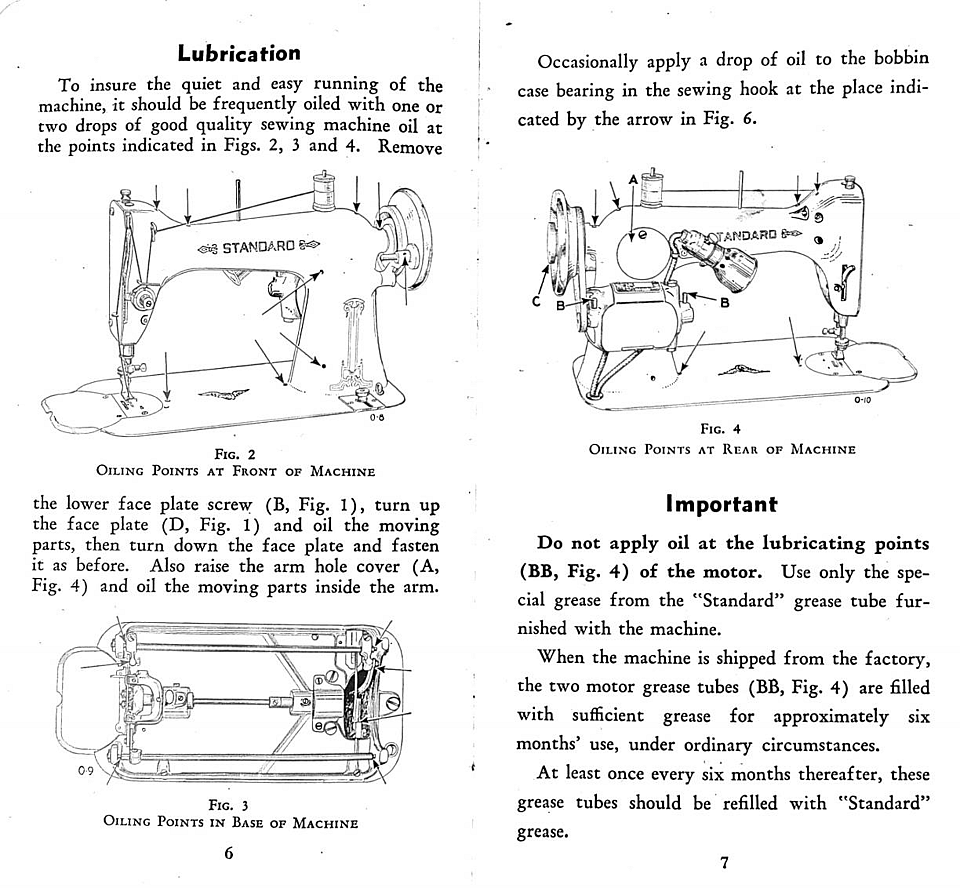 Lubrication of the Standard Model R-35 Sewing Machine