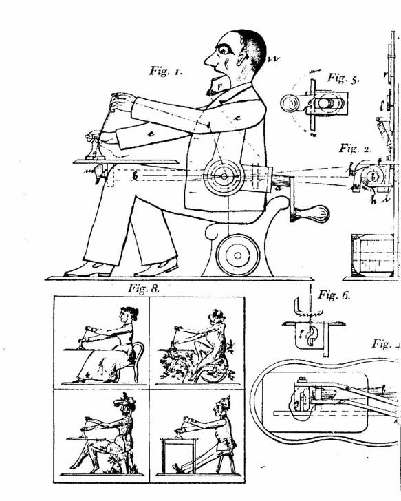 Sandt's 1891 patent drawing for the figural sewing machine.