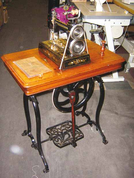 Several views of the pristine Wight & Mann Excelsior at the London Sewing Machine Museum