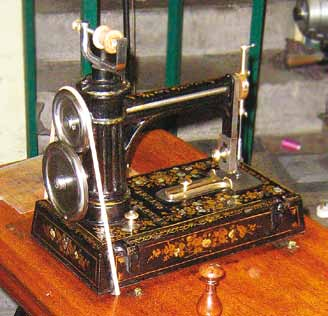 Several views of the pristine Wight & Mann Excelsior at the London Sewing Machine Museum
